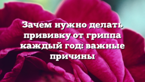 Зачем нужно делать прививку от гриппа каждый год: важные причины