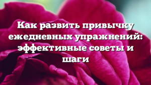 Как развить привычку ежедневных упражнений: эффективные советы и шаги