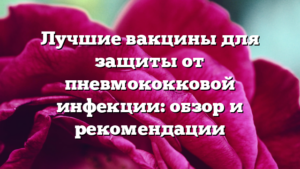 Лучшие вакцины для защиты от пневмококковой инфекции: обзор и рекомендации