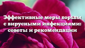 Эффективные меры борьбы с вирусными инфекциями: советы и рекомендации