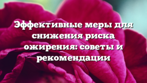 Эффективные меры для снижения риска ожирения: советы и рекомендации