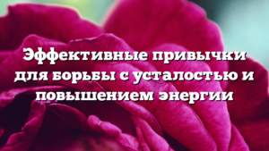 Эффективные привычки для борьбы с усталостью и повышением энергии